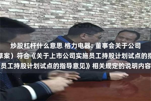 炒股杠杆什么意思 格力电器: 董事会关于公司第三期员工持股计划（草案）符合《关于上市公司实施员工持股计划试点的指导意见》相关规定的说明内容摘要