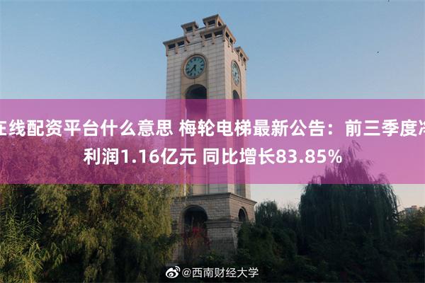 在线配资平台什么意思 梅轮电梯最新公告：前三季度净利润1.16亿元 同比增长83.85%