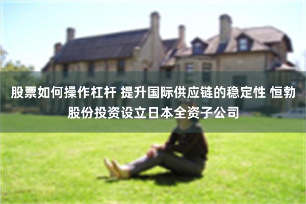 股票如何操作杠杆 提升国际供应链的稳定性 恒勃股份投资设立日本全资子公司